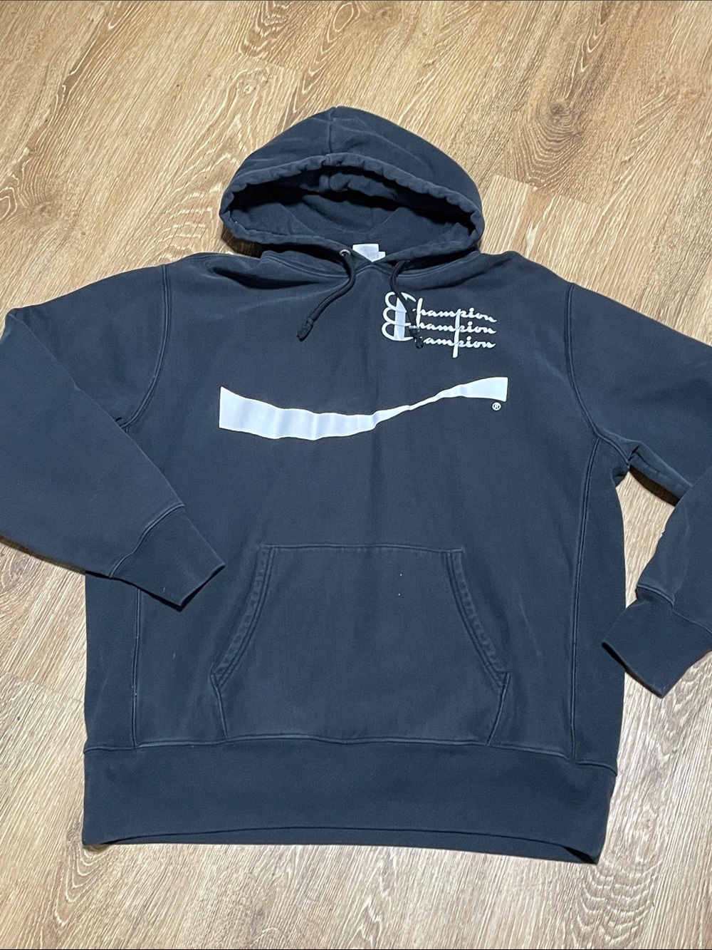 Champion Black coca-Cola Hoodie with White Graphic